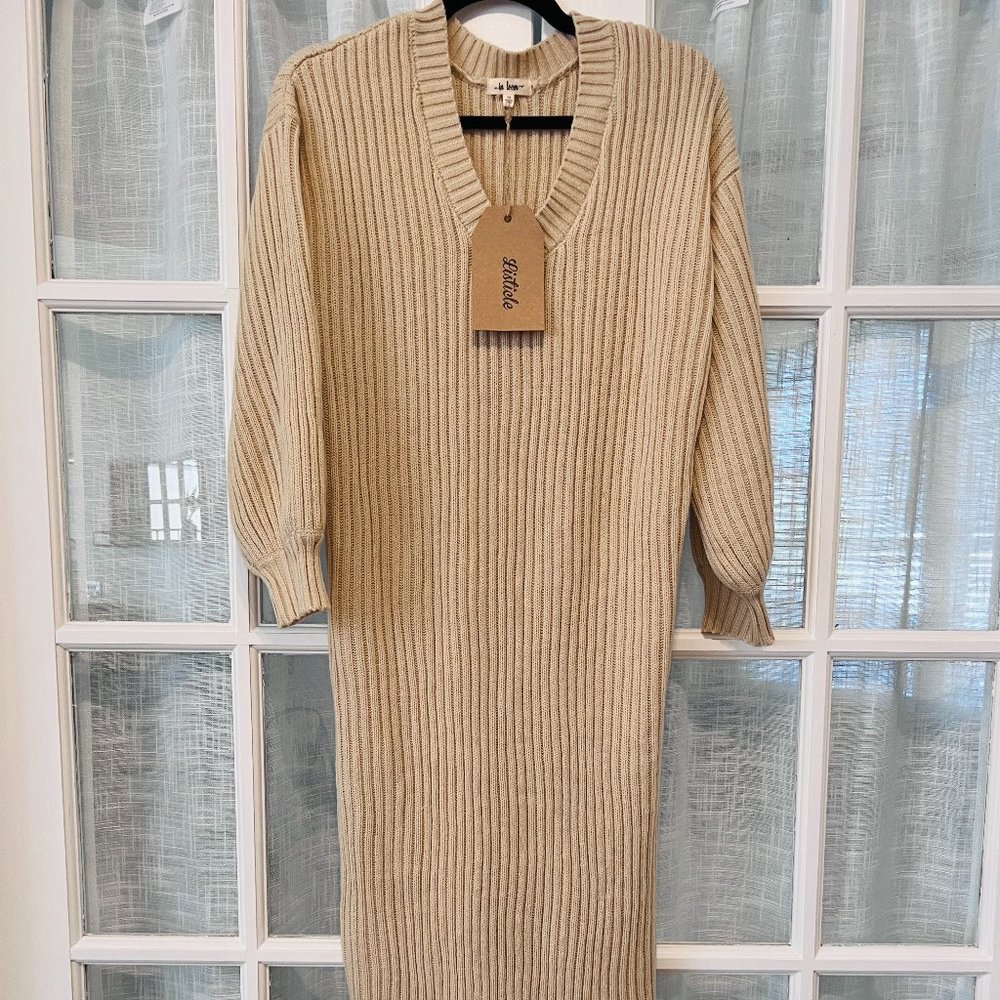 Charlize Sweater Dress in Oatmeal - Robbie & Co